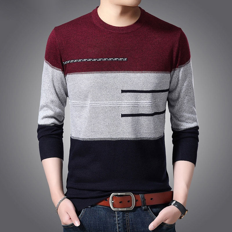 2023 Brand Male Pullover Sweater Men Knitted Jersey Striped Sweaters Mens Knitwear Clothes Sueter Hombre Camisa Masculina 100