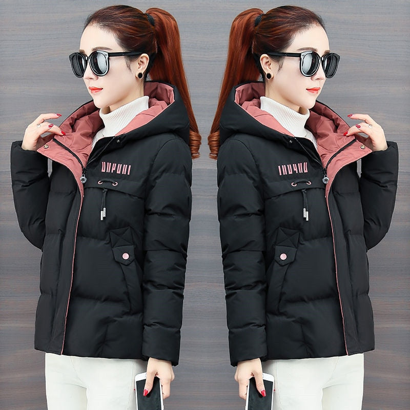 2021 New Winter Jacket Women Parkas Hooded Thick Down Cotton Padded Parka Female Jacket Short Coat Slim Warm Outwear P772