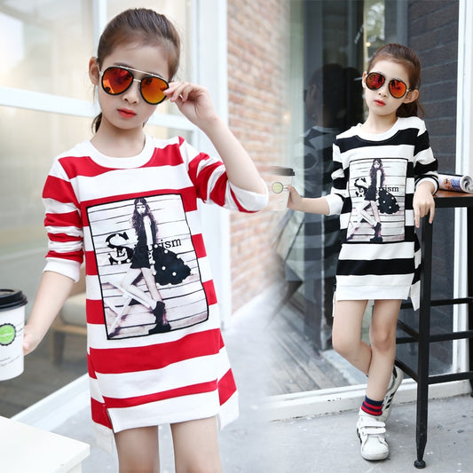 2022 children's clothing girls autumn long-sleeve T-shirt child 100% cotton beads round neck T-shirt basic shirt