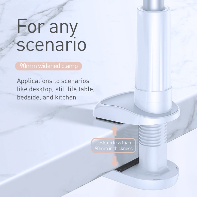 Baseus 360 Rotating Flexible Long Arm Lazy Phone Holder For iPhone Xiaomi Adjustable Desktop Bed Tablet Clip Mobile Phone Holder