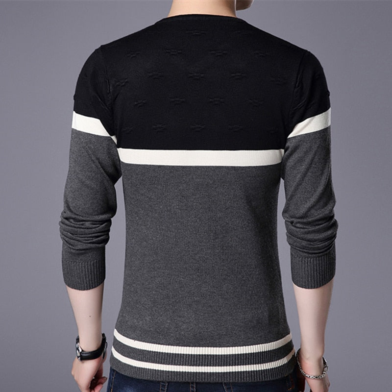 Men 2020 Autumn Winter Casual Brand New Warm Sweater Pullovers Turn Down Shirt Collar Men Knit Pattern Outfits Sweater Coat Men