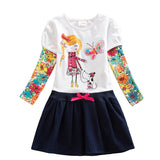 Girls Long Sleeve Clothes Tutu Party Flower Girl Dresses Children Kid Floral Dresses LH5460 Mix