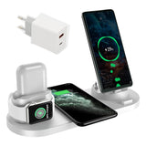 EXPUNKN Wireless Charger 6 in 1 10w Qi Fast Stand Carga Rapida Dock Station Carregador Sem Fio for Iphone Apple Watch Airpods