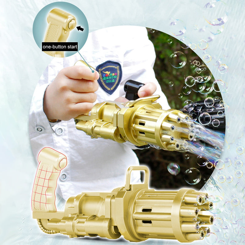 Kids Automatic Gatling Bubble Gun Toys Summer Soap Water Bubble Machine 2-in-1 Electric Bubble Machine For Children Gift Toys