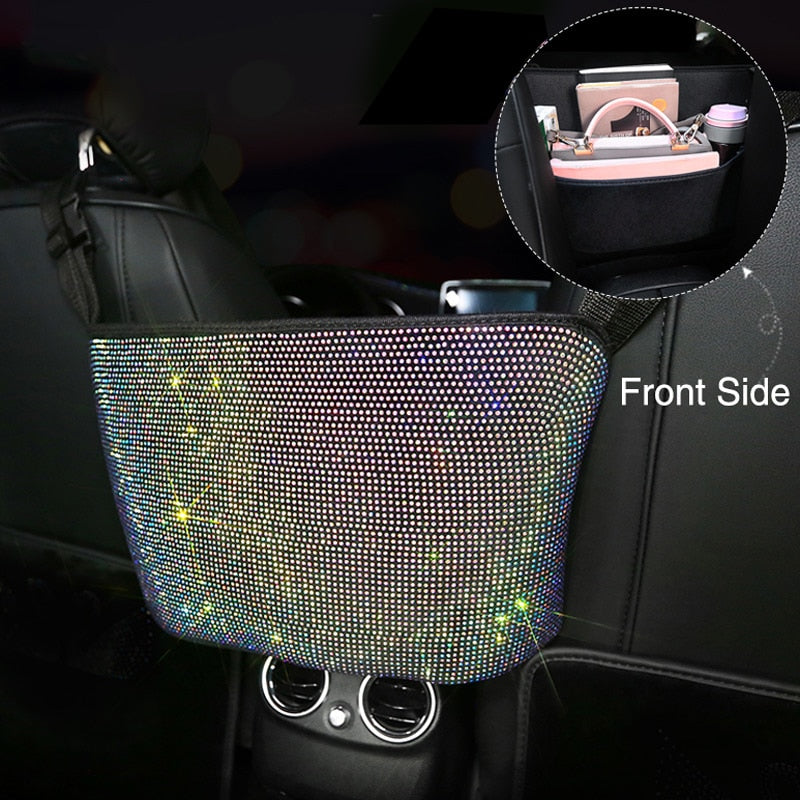 Diamond Rhinestone Car Storage Bag Hanging Automobile Organizer Seat Back Holder styling Stowing Tidying Car Interior Accessorie