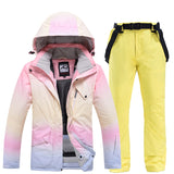 2023 New Fashion Color Matching Ski Suit Women Windproof Waterproof Snowboard Jacket and Pants Suit Female Snowsuit Costumes