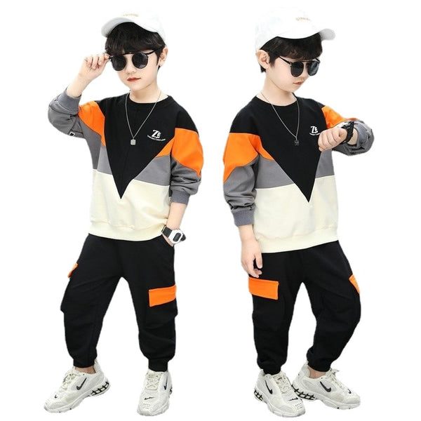Children's Clothing Sets Boys' Autumn  Big Baby Coat+pant Two-piece Sport Suit 4-12 Ages  Kids Boutique Clothes Wholesale