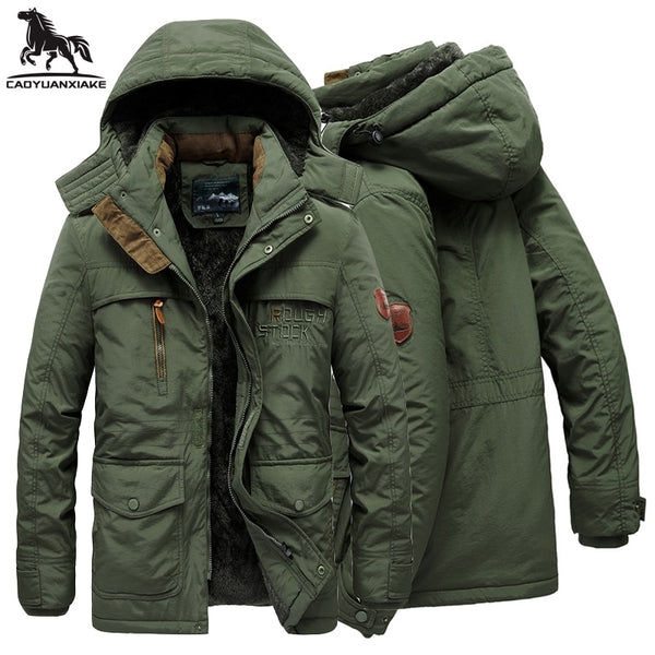 Winter parka men jacket Mens Plus velvet Men Hooded Windbreaker coats men&#39;s casual warm jackets coat Detachable hat L-6XL 8186