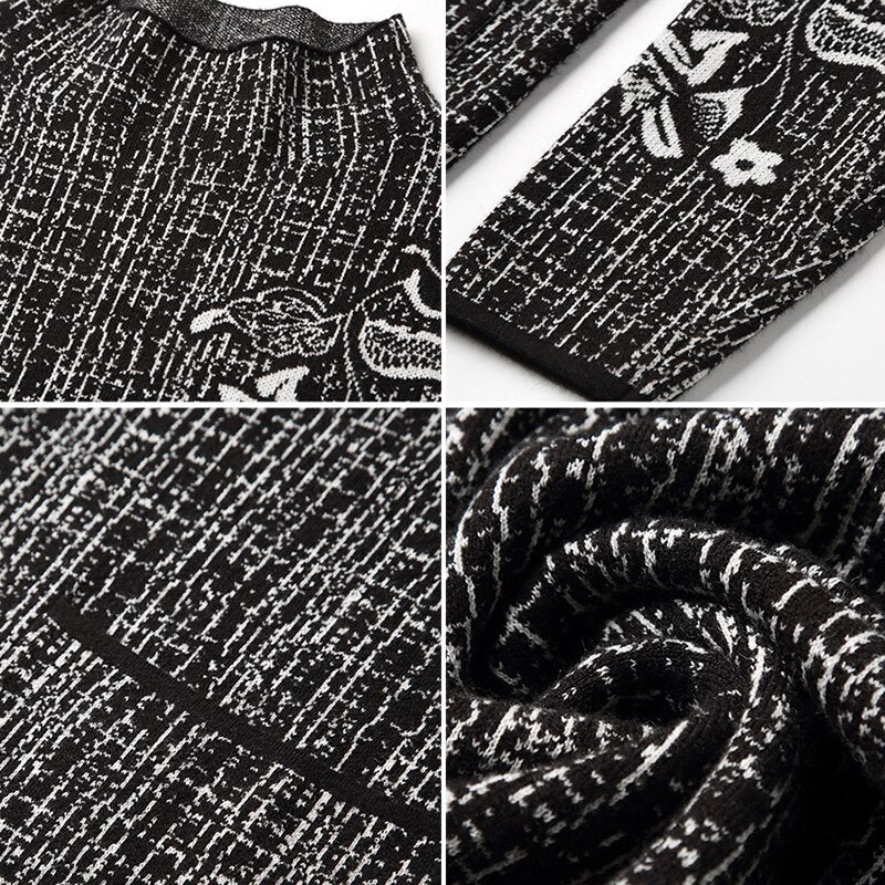 Autumn Winter Vintage Striped Knitting Pullovers 2023 Women Elegant Bodycon Sweaters Casual 3XL Wool Sweater Dresses