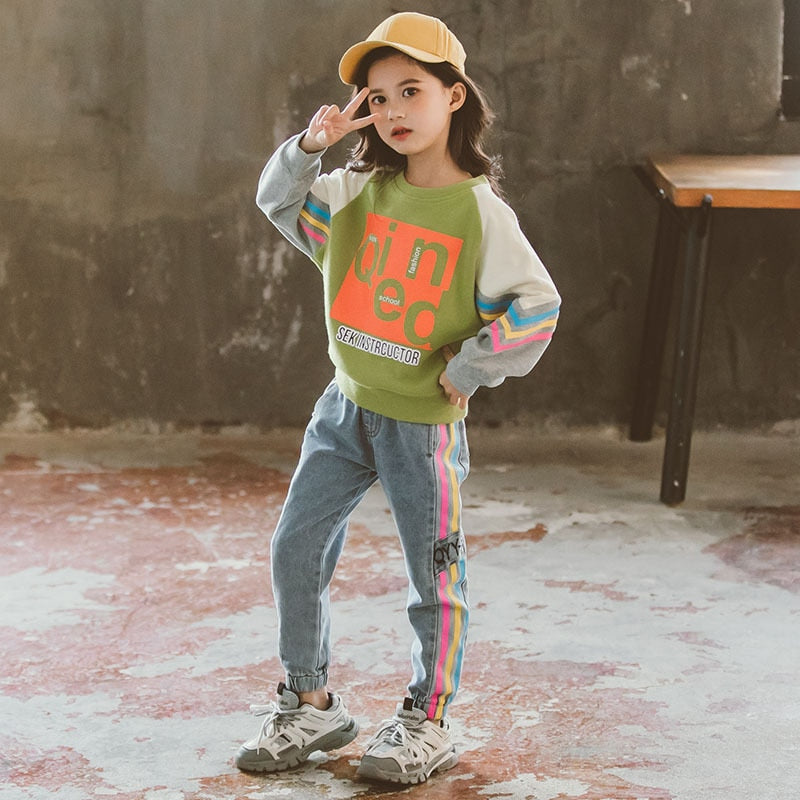 Children Clothing Set Hoodie Jeans Kids Tracksuit 2022 Spring Girls Costume Kids Sport Suits for Girls Clothes 6 8 10 12 Years
