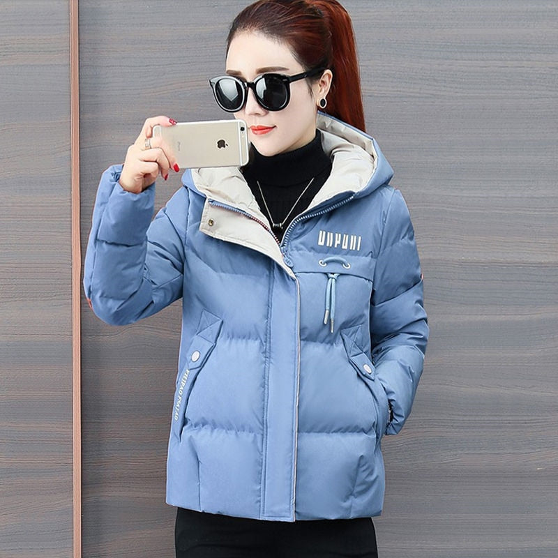 2021 New Winter Jacket Women Parkas Hooded Thick Down Cotton Padded Parka Female Jacket Short Coat Slim Warm Outwear P772