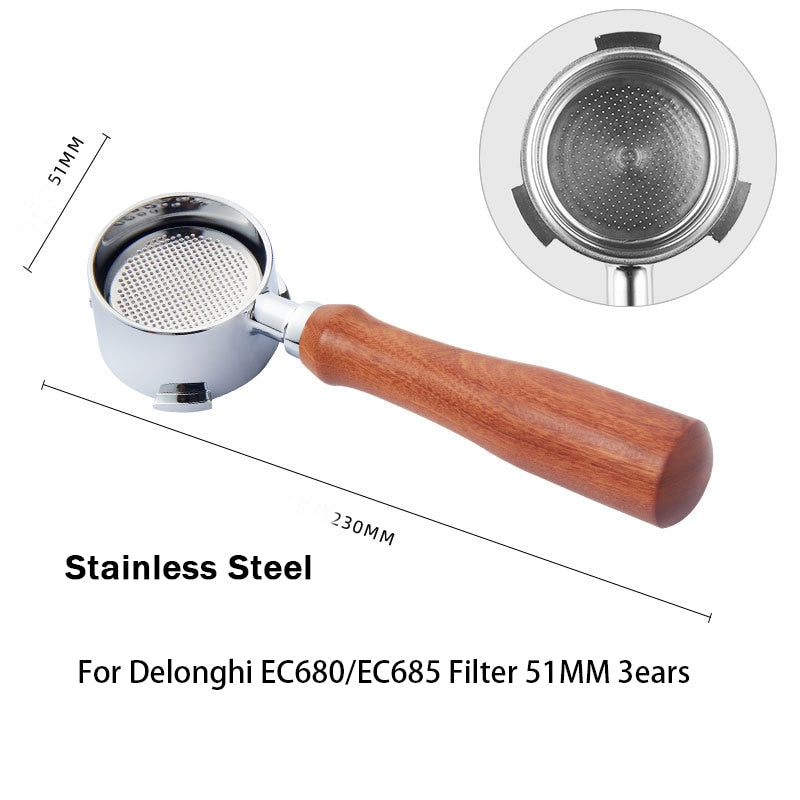 Coffee Bottomless Portafilter for Delonghi EC680/EC685 Filter 51MM Stainless Steel Replacement Filter Basket Coffee Accessories
