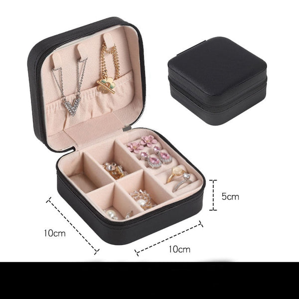 Jewelry Organizer Display Travel Jewelry Case Boxes Portable Locket Necklace Jewelry Box Leather Storage Earring Ring Holder