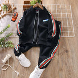 Boys Autumn Clothing Suit 2022 New Two-Piece Suit Medium and Large Kids' Overcoat Track Pants