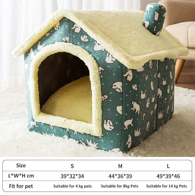 Dog House Kennel Soft Pet Bed Small Cat Tent Indoor Enclosed Warm Plush Sleeping Nest Basket with Removable Cushion Pet Supplies