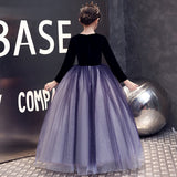 Kids Tulle Prom Ball Gowns Children's  Evening Dress Long Sleeve Polka Dot Mesh Girl Ball Gown Show Piano Party Princess Dresses