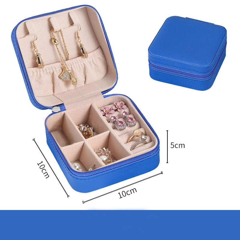 Jewelry Organizer Display Travel Jewelry Case Boxes Portable Locket Necklace Jewelry Box Leather Storage Earring Ring Holder