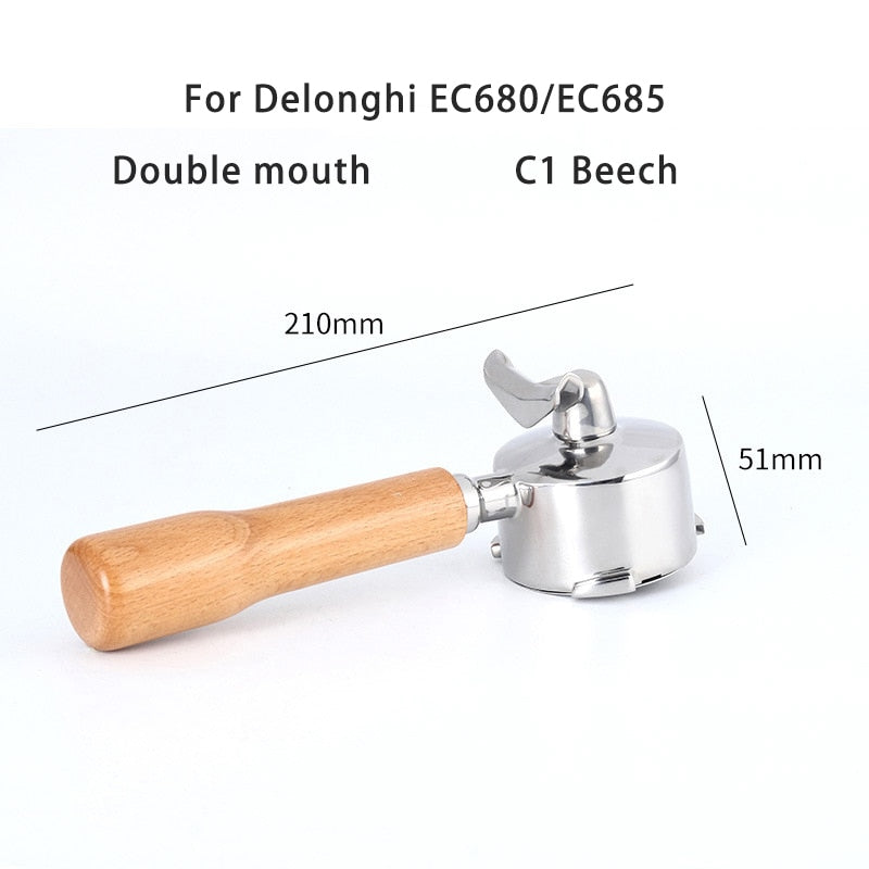 Coffee Bottomless Portafilter for Delonghi EC680/EC685 Filter 51MM Stainless Steel Replacement Filter Basket Coffee Accessories