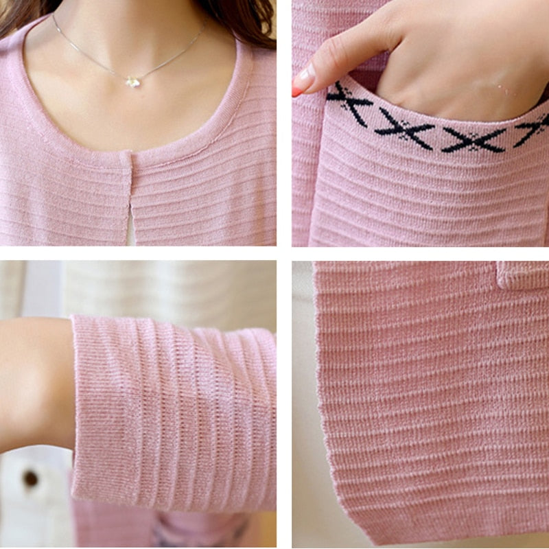 2023 Spring Women&#39;s Long Sweater Cashmere Autumn Cardigan knitting Sweater Pink Black Red Print Winter Fashion Slim Women 7479