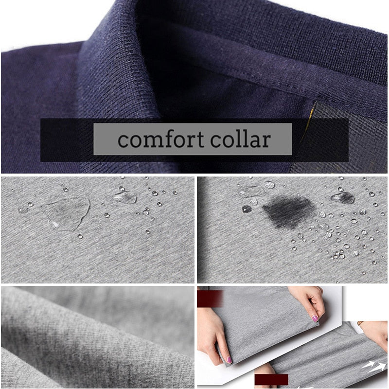 TFETTERS Spring Autumn Casual Men Long Sleeve T-shirt Cotton Elastic Slim Fit Dress T Shirt Men V-Neck Stripe Men Tops &amp; Tees