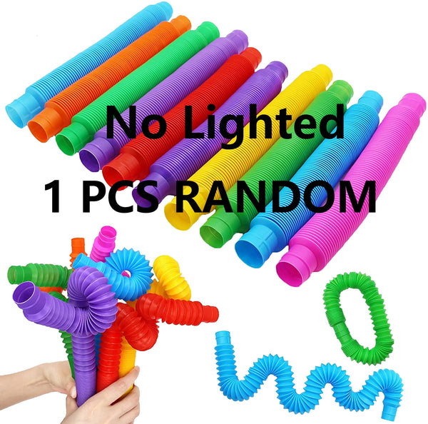 DIY Luminous Pop Tubes Fluorescent Color Stretched Plastic Tube Corrugated Telescopic Tube Vent Decompression Toy Long Squishy