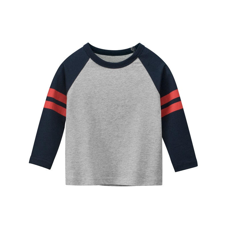 2-9Years Autumn Children's Clothing Stripe T-shirt Boy Girl Long Sleeve CottonTops Patchwork Kid Shirt Baby Clothes