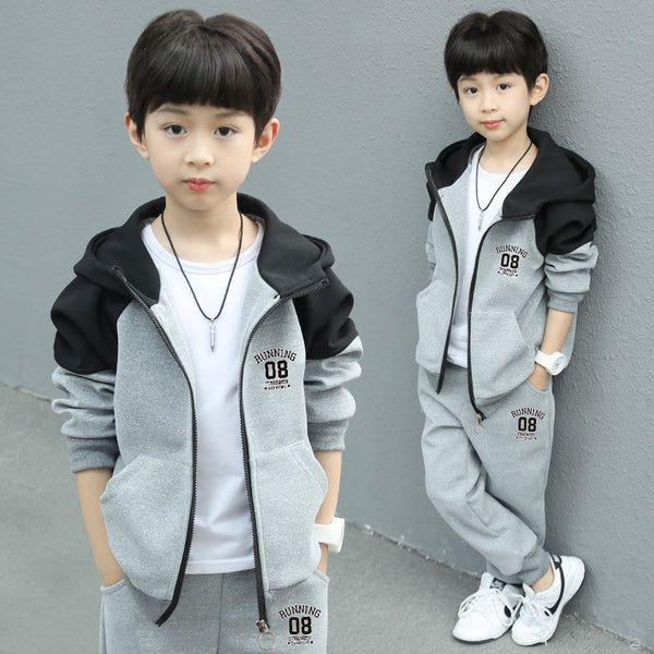 Fashion Boys Clothing Spring Autumn Patchwork Long Sleeve Sets 4 6 8 10 12 13 14 Years Teenagers Children Sports Clothing