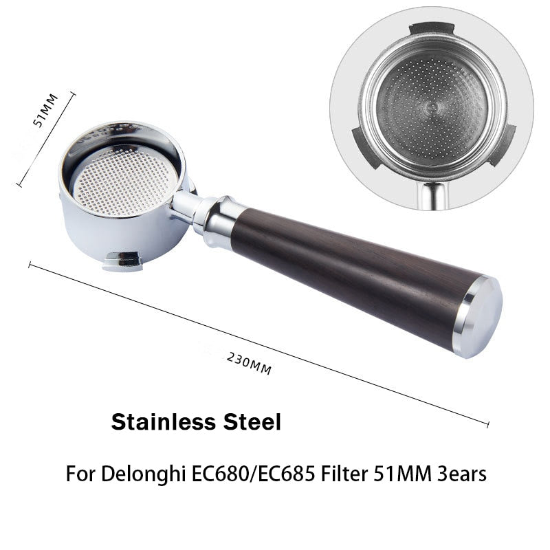 Coffee Bottomless Portafilter for Delonghi EC680/EC685 Filter 51MM Stainless Steel Replacement Filter Basket Coffee Accessories