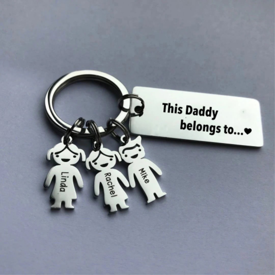 Custom Family Names Keychain This Mommy belongs to Keychain Personalized Mothers Day Gift This Daddy belongs to Fathers Day Gift