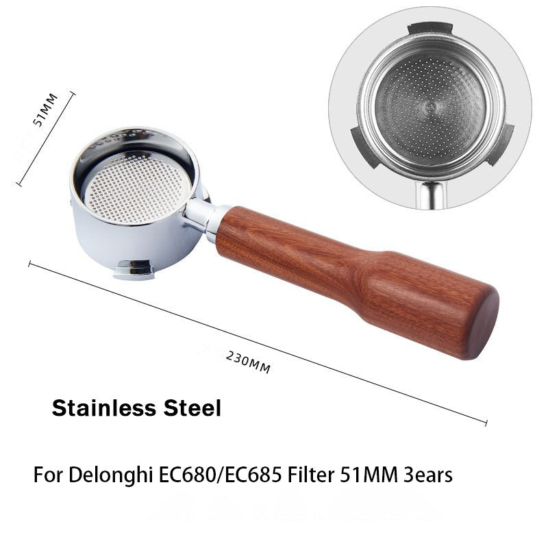 Coffee Bottomless Portafilter for Delonghi EC680/EC685 Filter 51MM Stainless Steel Replacement Filter Basket Coffee Accessories