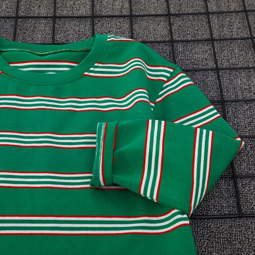 Boys' Striped Long-Sleeved T-shirt Pure Cotton  2022 New Children's Top T Fashion round-Neck Shirt Medium Children's Clothing