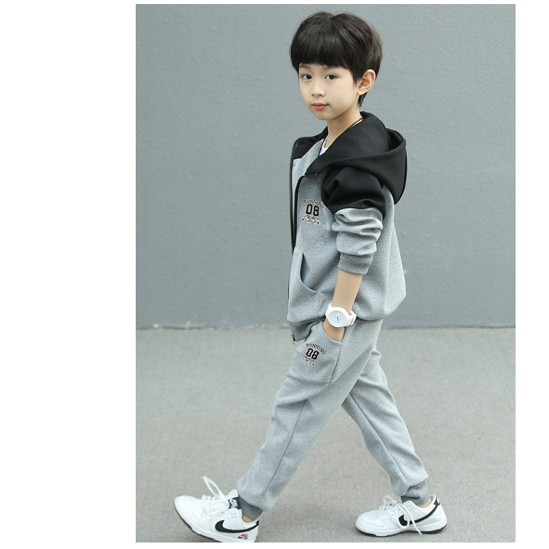 Fashion Boys Clothing Spring Autumn Patchwork Long Sleeve Sets 4 6 8 10 12 13 14 Years Teenagers Children Sports Clothing