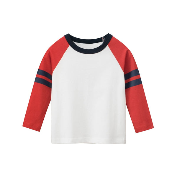 2-9Years Autumn Children's Clothing Stripe T-shirt Boy Girl Long Sleeve CottonTops Patchwork Kid Shirt Baby Clothes