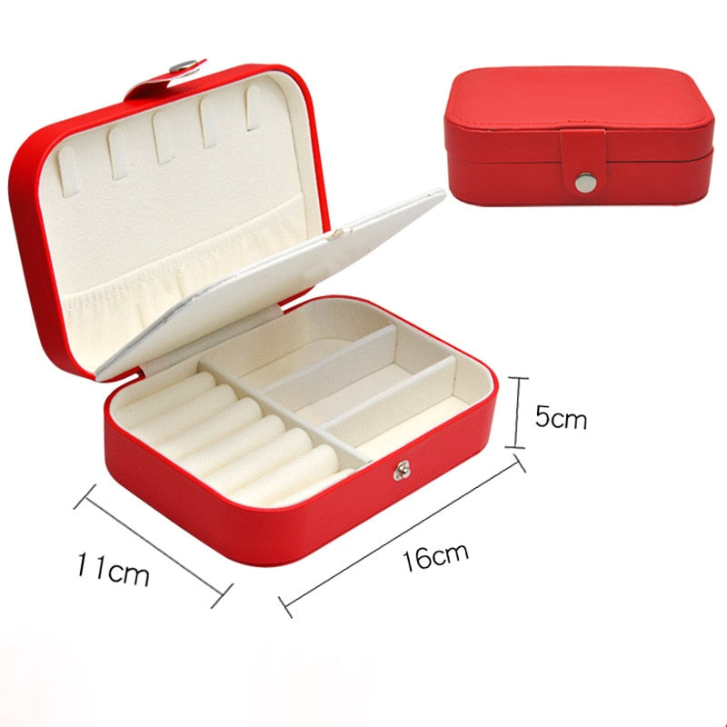 Jewelry Organizer Display Travel Jewelry Case Boxes Portable Locket Necklace Jewelry Box Leather Storage Earring Ring Holder