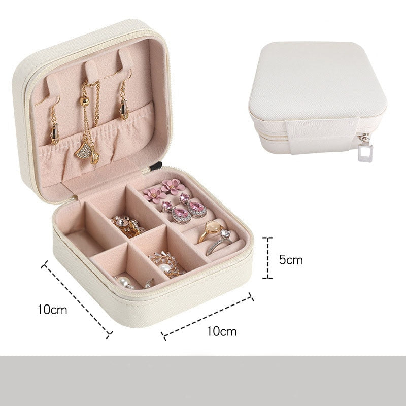 Jewelry Organizer Display Travel Jewelry Case Boxes Portable Locket Necklace Jewelry Box Leather Storage Earring Ring Holder