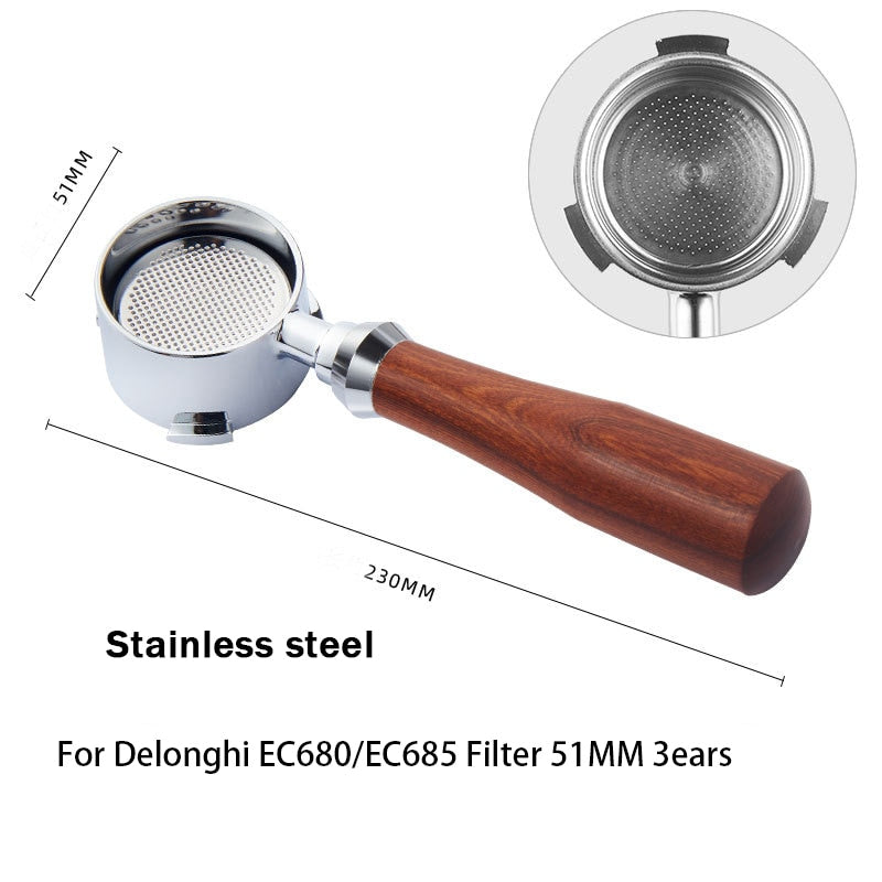Coffee Bottomless Portafilter for Delonghi EC680/EC685 Filter 51MM Stainless Steel Replacement Filter Basket Coffee Accessories