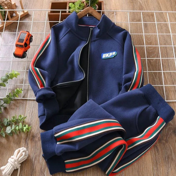 Boys Autumn Clothing Suit 2022 New Two-Piece Suit Medium and Large Kids' Overcoat Track Pants