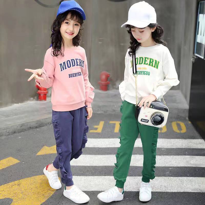 Girl Casual Suit Spring Autumn 2022 New Children Long Sleeve Hoodies + Pants 2pcs Kids Sportswear Outfits Teenager Clothes