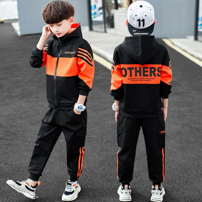 Fashion Boys Clothing Spring Autumn Patchwork Long Sleeve Sets 4 6 8 10 12 13 14 Years Teenagers Children Sports Clothing Jacket