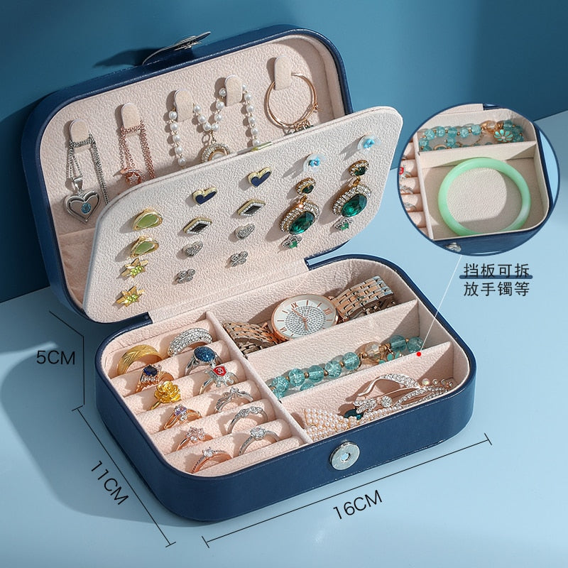 Jewelry Organizer Display Travel Jewelry Case Boxes Portable Locket Necklace Jewelry Box Leather Storage Earring Ring Holder