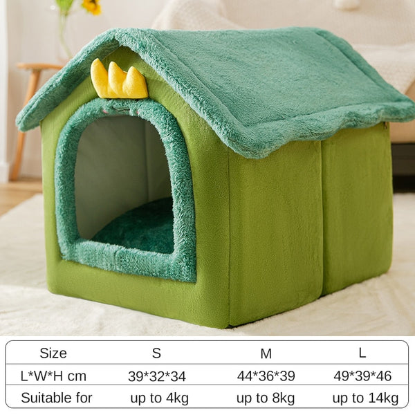 Dog House Kennel Soft Pet Bed Small Cat Tent Indoor Enclosed Warm Plush Sleeping Nest Basket with Removable Cushion Pet Supplies
