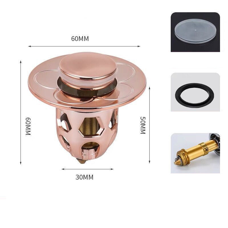 Washbasin Electroplating Drainer Bouncing Core Universal Head Leak-Proof Plug Pool Basin Copper Core Push Type Leaking Plug