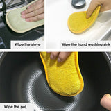 Double-Sided Kitchen Cleaning Magic Sponge Microfiber Non-Stick Kitchen Parts Washing Bowl And Pot Tools