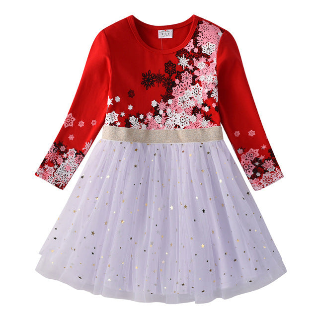 Kids Autumn Winter Dresses For Girls Star Sequins Princess