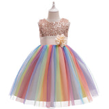 Girls Colourful Sequins Puffy Dress